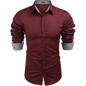 image:imageCOOFANDY Mens Dress Shirt Long Sleeve Casual Button Down Shirt Wrinkle Free Formal Business Shirts03wine Red Solid