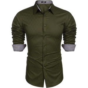 image:imageCOOFANDY Mens Dress Shirt Long Sleeve Casual Button Down Shirt Wrinkle Free Formal Business ShirtsArmy Green