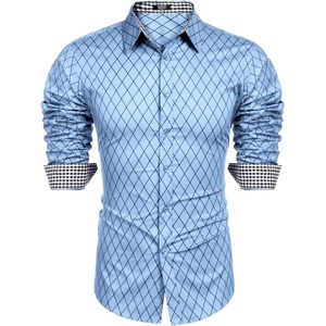 image:imageCOOFANDY Mens Dress Shirt Long Sleeve Casual Button Down Shirt Wrinkle Free Formal Business ShirtsBlue