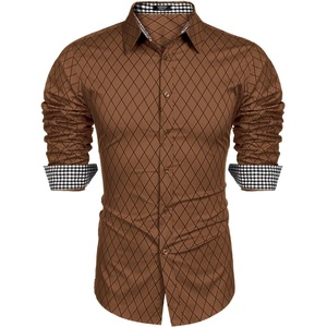 image:imageCOOFANDY Mens Dress Shirt Long Sleeve Casual Button Down Shirt Wrinkle Free Formal Business ShirtsBrown