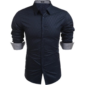 image:imageCOOFANDY Mens Dress Shirt Long Sleeve Casual Button Down Shirt Wrinkle Free Formal Business ShirtsDark Blue