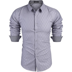 image:imageCOOFANDY Mens Dress Shirt Long Sleeve Casual Button Down Shirt Wrinkle Free Formal Business ShirtsLight Grey