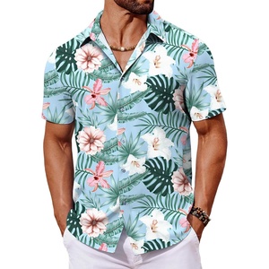 image:imageCOOFANDY Mens Hawaiian Shirt Short Sleeve Button Down Shirts Tropical Floral Summer Beach ShirtsLight Aqua  Tropical Floral