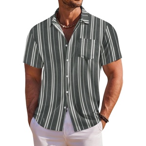 image:imageCOOFANDY Mens Hawaiian Shirt Short Sleeve Floral Button Down Shirts Tropical Holiday Beach ShirtsStriped  Black