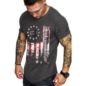 image:imageCOOFANDY Mens Muscle TShirt Pleated Raglan Sleeve Bodybuilding Gym Tee Short Sleeve Fashion Workout Shirts Hipster ShirtIndependence Day Seriesgrey