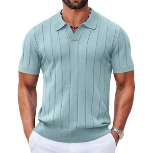 image:imageCOOFANDY Mens Polo Shirts Short Sleeve V Neck Knit Shirts for Men Casual Old Money Clothes Mens Golf ShirtLight Green
