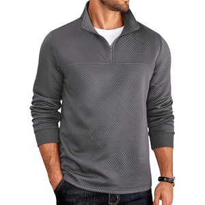 image:imageCOOFANDY Mens Quarter Zip Pullover Lightweight Textured Sweatshirt Long Sleeve Casual Mock Neck Polo ShirtsDark Grey