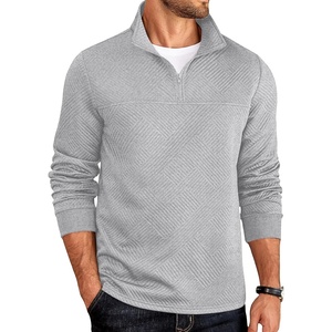 image:imageCOOFANDY Mens Quarter Zip Pullover Lightweight Textured Sweatshirt Long Sleeve Casual Mock Neck Polo ShirtsLight Grey