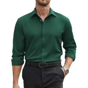 image:imageCOOFANDY Mens Stretch Dress Shirts Long Sleeve Button Down Shirt Regular Fit Formal Business ShirtsDark Green
