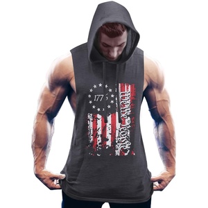 image:imageCOOFANDY Mens Workout Hooded Tank Tops Bodybuilding Muscle Cut Off T Shirt Sleeveless Gym Hoodies1flaggrey