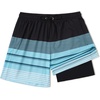 image:imageCOOFANDY Mens 7 Swim Trunks with Compression Liner Stretch Swimming Shorts with Zipper PocketsBlack  Green Striped