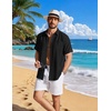 image:imageCOOFANDY Linen Shirts for Men Short Sleeve Button Down Shirt Casual Beach Summer Vacation Shirt with PocketBlack