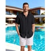 image:imageCOOFANDY Linen Shirts for Men Short Sleeve Button Down Shirt Casual Beach Summer Vacation Shirt with PocketBlack