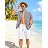 image:imageCOOFANDY Linen Shirts for Men Short Sleeve Button Down Shirt Casual Beach Summer Vacation Shirt with PocketDark Gray