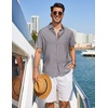 image:imageCOOFANDY Linen Shirts for Men Short Sleeve Button Down Shirt Casual Beach Summer Vacation Shirt with PocketDark Gray