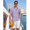 image:imageCOOFANDY Linen Shirts for Men Short Sleeve Button Down Shirt Casual Beach Summer Vacation Shirt with PocketLavender