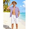 image:imageCOOFANDY Linen Shirts for Men Short Sleeve Button Down Shirt Casual Beach Summer Vacation Shirt with PocketLavender