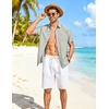 image:imageCOOFANDY Linen Shirts for Men Short Sleeve Button Down Shirt Casual Beach Summer Vacation Shirt with PocketLight Green