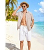 image:imageCOOFANDY Linen Shirts for Men Short Sleeve Button Down Shirt Casual Beach Summer Vacation Shirt with PocketLight Khaki