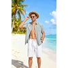 image:imageCOOFANDY Linen Shirts for Men Short Sleeve Button Down Shirt Casual Beach Summer Vacation Shirt with PocketSage Green