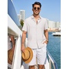image:imageCOOFANDY Linen Shirts for Men Short Sleeve Button Down Shirt Casual Beach Summer Vacation Shirt with PocketWhite