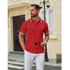 image:imageCOOFANDY Mens Polo Shirts Classic Short Sleeve Polo T Shirts Cotton Pique Casual Summer Fashion Golf ShirtRed