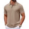 image:imageCOOFANDY Mens Polo Shirts Classic Short Sleeve Polo T Shirts Cotton Pique Casual Summer Fashion Golf ShirtKhaki
