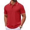 image:imageCOOFANDY Mens Polo Shirts Classic Short Sleeve Polo T Shirts Cotton Pique Casual Summer Fashion Golf ShirtRed