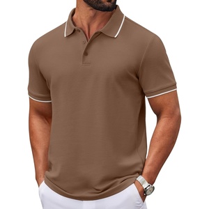 image:imageCOOFANDY Mens Polo Shirts Classic Short Sleeve Polo T Shirts Cotton Pique Casual Summer Fashion Golf ShirtBrown