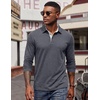 image:imageCOOFANDY Mens Long Sleeve Polo Shirts Button Casual Tee Collared Work Pullover ShirtsMid Grey