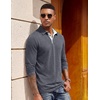image:imageCOOFANDY Mens Long Sleeve Polo Shirts Button Casual Tee Collared Work Pullover ShirtsMid Grey