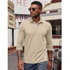 image:imageCOOFANDY Mens Long Sleeve Polo Shirts Button Casual Tee Collared Work Pullover ShirtsPale Moon Gray