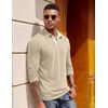 image:imageCOOFANDY Mens Long Sleeve Polo Shirts Button Casual Tee Collared Work Pullover ShirtsPale Moon Gray