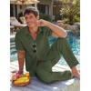 image:imageCOOFANDY Mens 2 Piece Sets Beach Outfits Cotton Short Sleeve Button Down Shirts Loose Pants Summer Vacation Casual OutfitsArmy Green