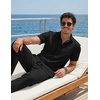 image:imageCOOFANDY Mens 2 Piece Sets Beach Outfits Cotton Short Sleeve Button Down Shirts Loose Pants Summer Vacation Casual OutfitsBlack