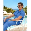 image:imageCOOFANDY Mens 2 Piece Sets Beach Outfits Cotton Short Sleeve Button Down Shirts Loose Pants Summer Vacation Casual OutfitsBlue