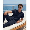 image:imageCOOFANDY Mens 2 Piece Sets Beach Outfits Cotton Short Sleeve Button Down Shirts Loose Pants Summer Vacation Casual OutfitsBlue Violet