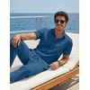image:imageCOOFANDY Mens 2 Piece Sets Beach Outfits Cotton Short Sleeve Button Down Shirts Loose Pants Summer Vacation Casual OutfitsNavy