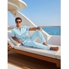 image:imageCOOFANDY Mens 2 Piece Sets Beach Outfits Cotton Short Sleeve Button Down Shirts Loose Pants Summer Vacation Casual OutfitsSky Blue