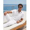 image:imageCOOFANDY Mens 2 Piece Sets Beach Outfits Cotton Short Sleeve Button Down Shirts Loose Pants Summer Vacation Casual OutfitsWhite