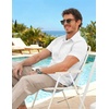 image:imageCOOFANDY Mens 2 Piece Sets Beach Outfits Cotton Short Sleeve Button Down Shirts Loose Pants Summer Vacation Casual OutfitsWhite ShirtMoon Gray Pants