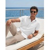 image:imageCOOFANDY Mens 2 Piece Sets Beach Outfits Cotton Short Sleeve Button Down Shirts Loose Pants Summer Vacation Casual OutfitsWhite ShirtMoon Gray Pants