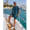 image:imageCOOFANDY Mens 2 Pieces Outfits Casual Quarter Zip Polo Shirt and Shorts Set Athletic Jogging Summer TracksuitLake Blue