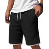 image:imageCOOFANDY Mens Casual Shorts Cotton Drawstring 79 inch Waffle Shorts Stretch Elastic Waist Summer Beach Lounge Sweat ShortsAblack