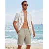 image:imageCOOFANDY Mens Casual Shorts Cotton Drawstring 79 inch Waffle Shorts Stretch Elastic Waist Summer Beach Lounge Sweat ShortsApricot