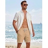 image:imageCOOFANDY Mens Casual Shorts Cotton Drawstring 79 inch Waffle Shorts Stretch Elastic Waist Summer Beach Lounge Sweat ShortsKhaki
