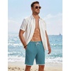 image:imageCOOFANDY Mens Casual Shorts Cotton Drawstring 79 inch Waffle Shorts Stretch Elastic Waist Summer Beach Lounge Sweat ShortsLake Blue
