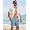 image:imageCOOFANDY Mens Casual Shorts Cotton Drawstring 79 inch Waffle Shorts Stretch Elastic Waist Summer Beach Lounge Sweat ShortsLight Blue