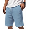 image:imageCOOFANDY Mens Casual Shorts Cotton Drawstring 79 inch Waffle Shorts Stretch Elastic Waist Summer Beach Lounge Sweat ShortsLight Blue