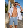 image:imageCOOFANDY Mens Casual Shorts Cotton Drawstring 79 inch Waffle Shorts Stretch Elastic Waist Summer Beach Lounge Sweat ShortsLight Blue